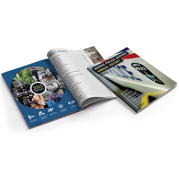 annual report design + printing for Barrie Police