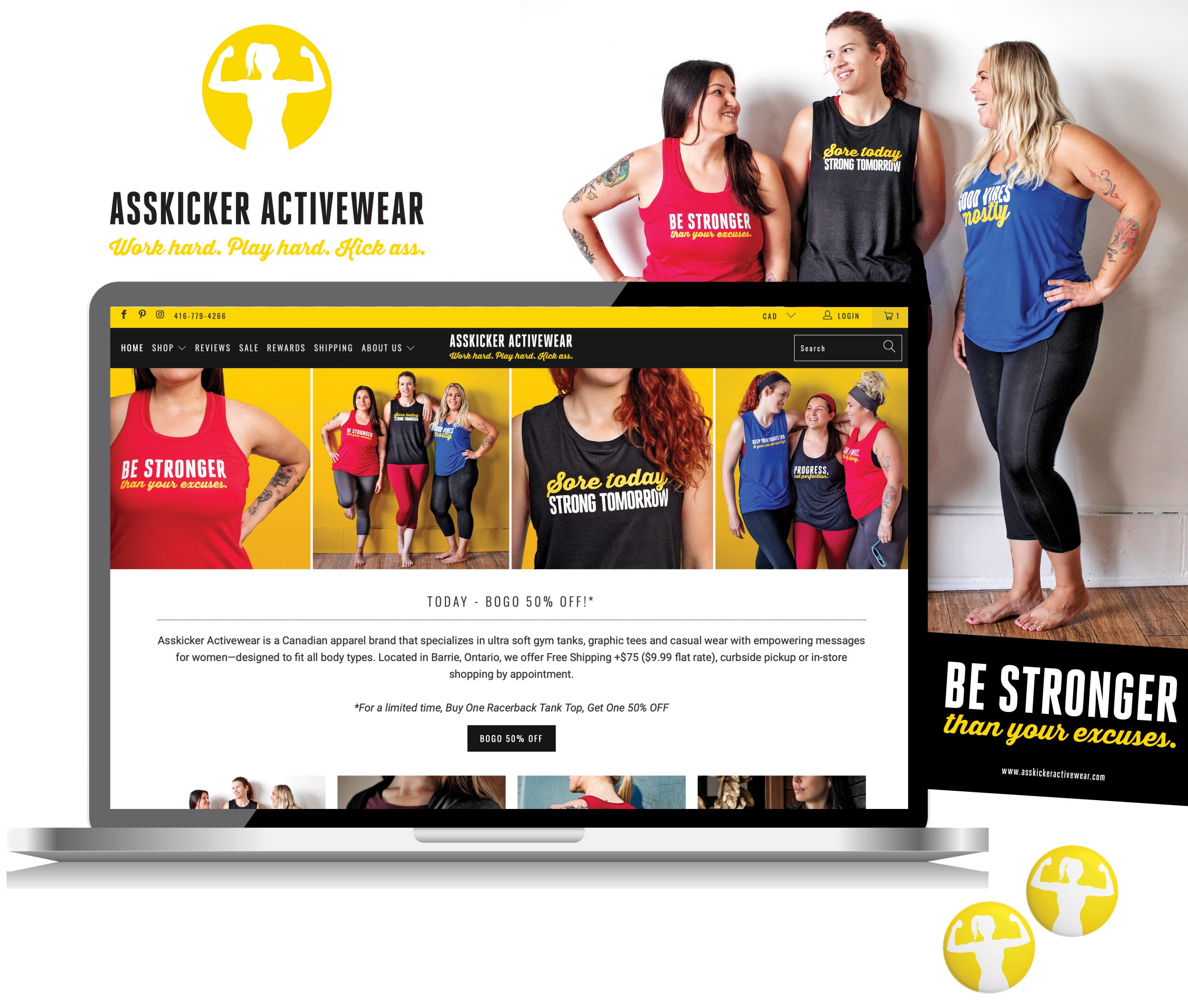 Shopify website development for Asskicker Activewear