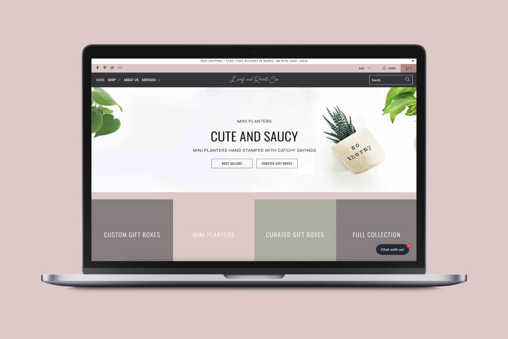 shopify website design for a small business in Barrie, Ontario Canada