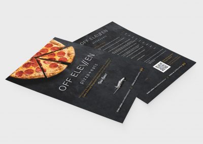 menu and direct mail flyer design for a pizza restaurant near Barrie, Ontario